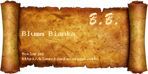 Blumm Bianka névjegykártya